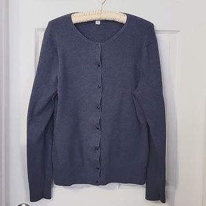 Croft&Barrow Lg Women's Sweater  80% Pima Cotton 20% Nylon. Blue Pearly Buttons.